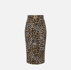 Elisabetta Franchi Skirts|Animalier crêpe midi skirt