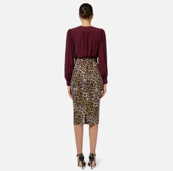 Elisabetta Franchi Skirts|Animalier crêpe midi skirt Animalprint