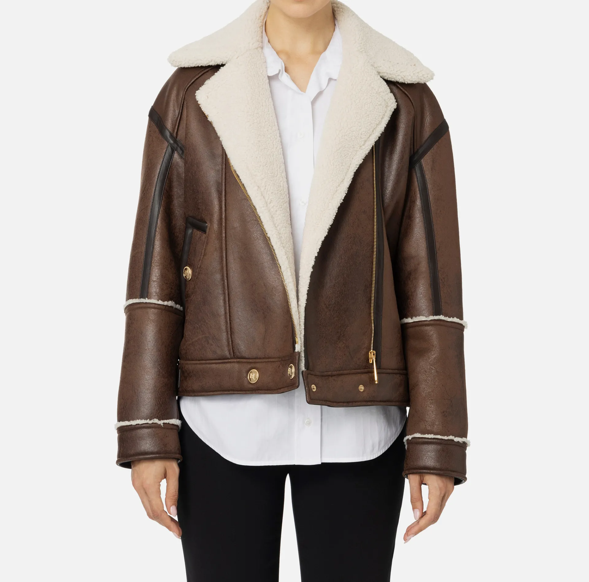 Elisabetta Franchi Coats And Jackets|Aviator faux jacket Leather