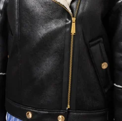 Elisabetta Franchi Coats And Jackets|Aviator faux leather jacket Black