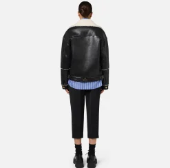 Elisabetta Franchi Coats And Jackets|Aviator faux leather jacket Black