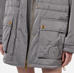 Elisabetta Franchi Coats And Jackets|Aviator type oversized down jacket in satin nylon Steel