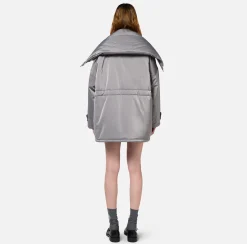 Elisabetta Franchi Coats And Jackets|Aviator type oversized down jacket in satin nylon Steel