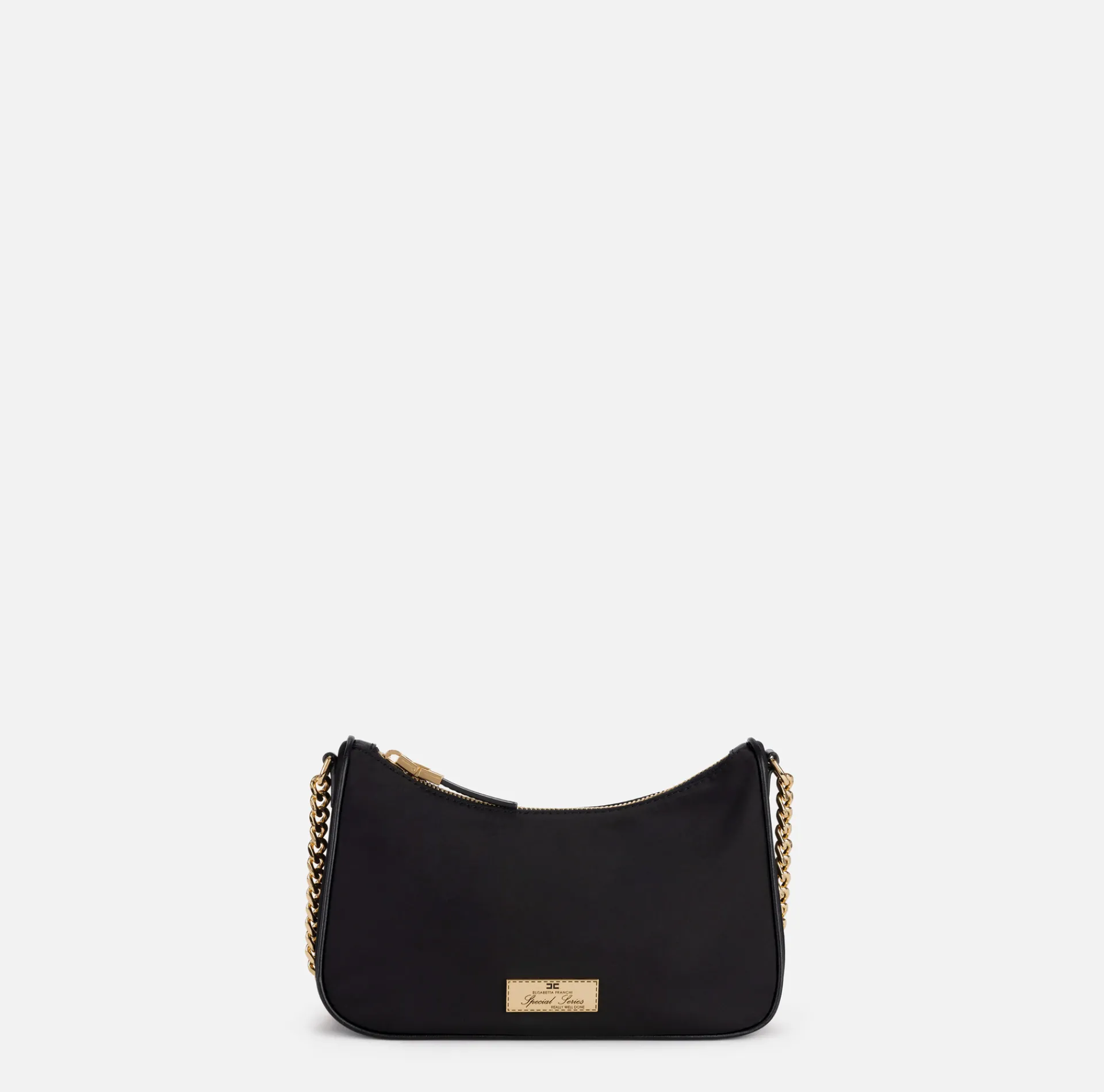 Elisabetta Franchi Shoulder Bags|Bag with double shoulder strap and logo Black