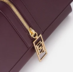 Elisabetta Franchi Clutch|Baguette bag in leather-effect material with zip RougeNoir