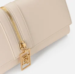 Elisabetta Franchi Clutch|Baguette bag in leather-effect material with zip Butter