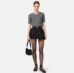 Elisabetta Franchi Skirts|Balloon miniskirt in technical nylon with belt Black