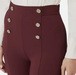 Elisabetta Franchi Trousers And Shorts|Bell-bottom trousers in crêpe fabric with satin waistband RougeNoir