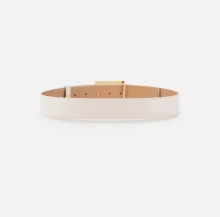 Elisabetta Franchi Belts|Belt in synthetic material with leather effect and logo plaque Latex