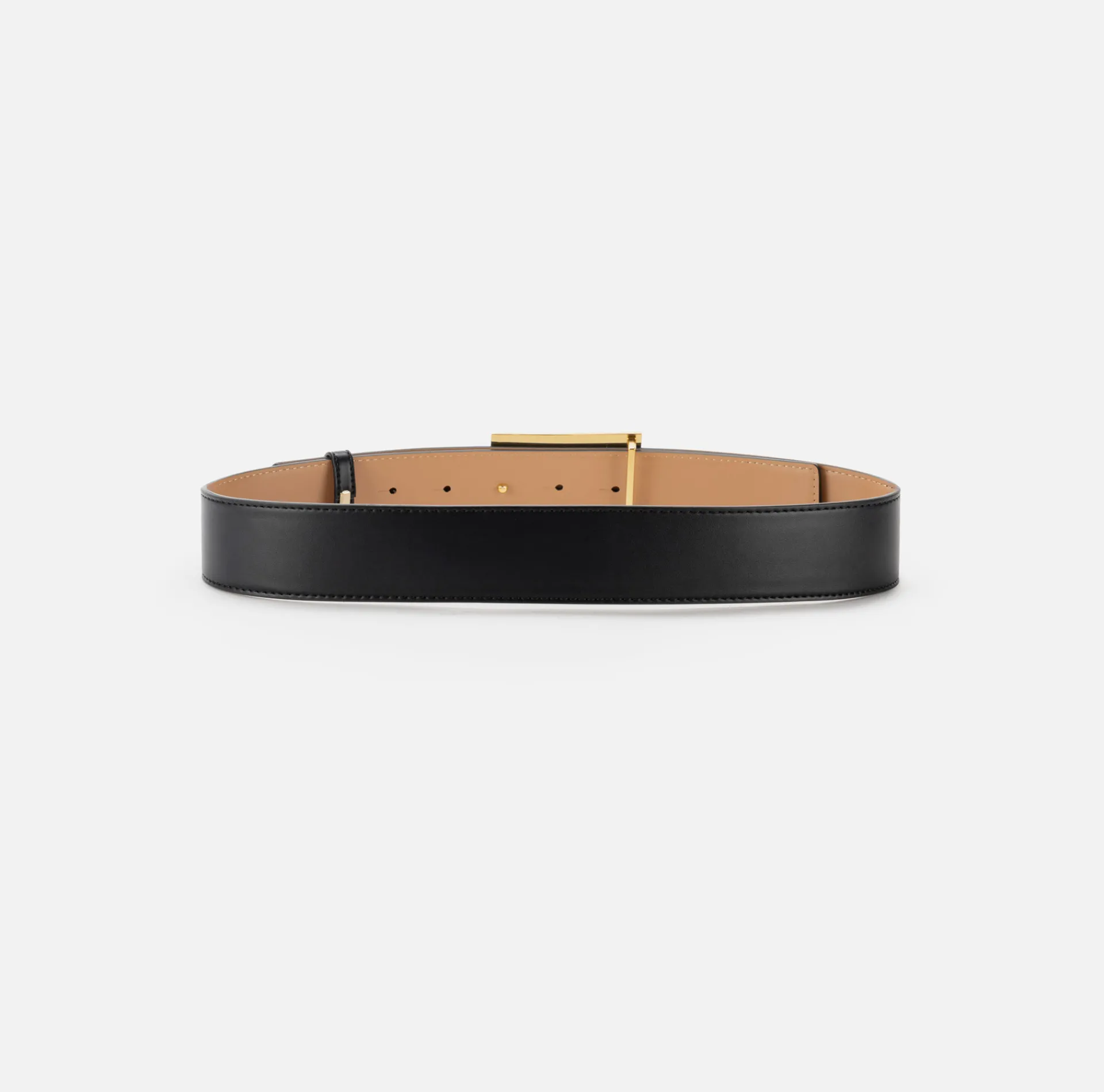 Elisabetta Franchi Belts|Belt in synthetic material with leather effect and logo plaque Black