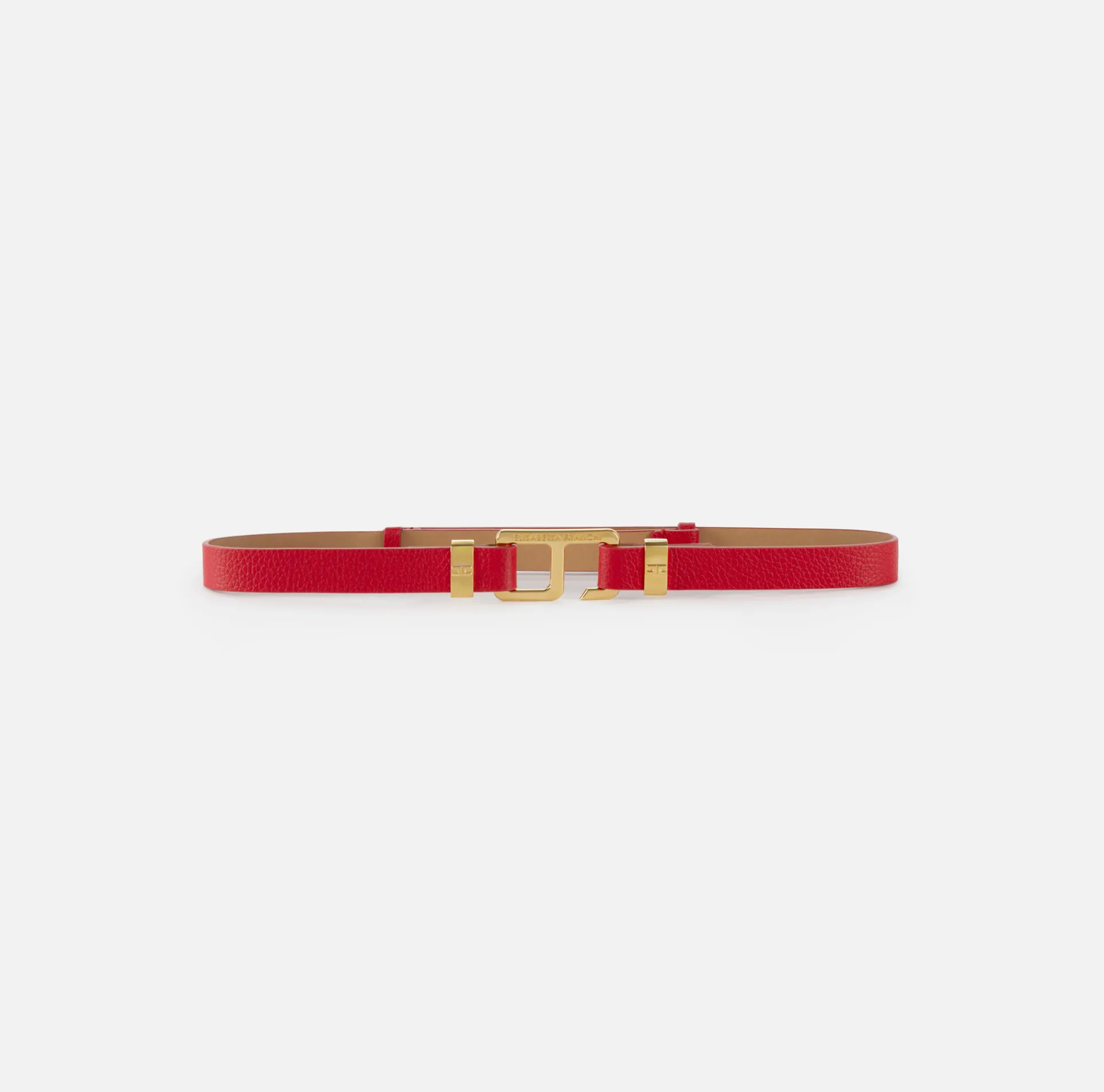 Elisabetta Franchi Belts|Belt in synthetic material with leather effect and hook RedPassion