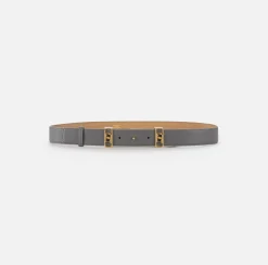 Elisabetta Franchi Belts|Belt in synthetic material with leather effect and logo loops Steel
