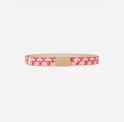 Elisabetta Franchi Belts|Belt With Monogram Pattern Butter/Red