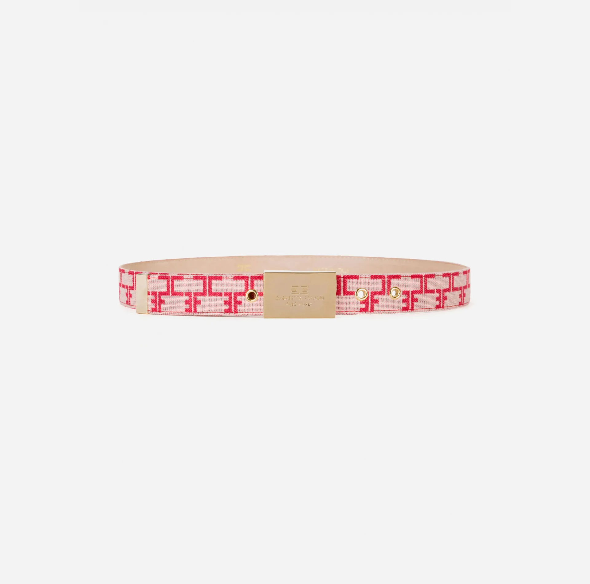 Elisabetta Franchi Belts|Belt With Monogram Pattern Butter/Red