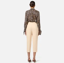 Elisabetta Franchi Shirts And Blouses|Blouse in animalier georgette fabric with ribbon cuffs Animalprint