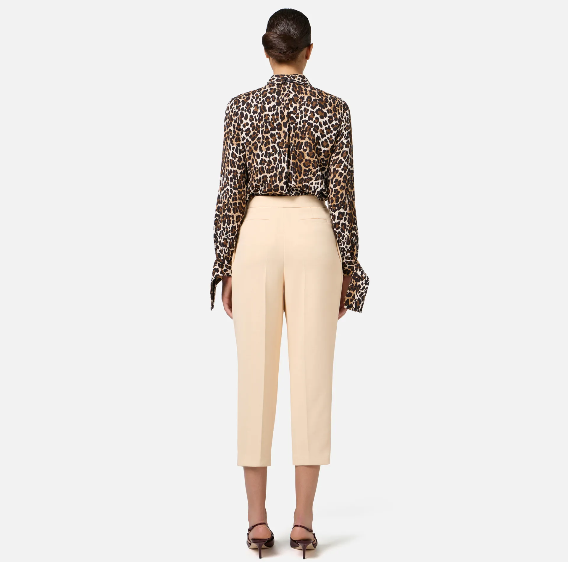 Elisabetta Franchi Shirts And Blouses|Blouse in animalier georgette fabric with ribbon cuffs Animalprint