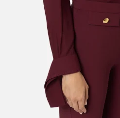 Elisabetta Franchi Shirts And Blouses|Blouse in georgette fabric with embroidered cuffs RougeNoir