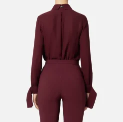 Elisabetta Franchi Shirts And Blouses|Blouse in georgette fabric with embroidered cuffs RougeNoir