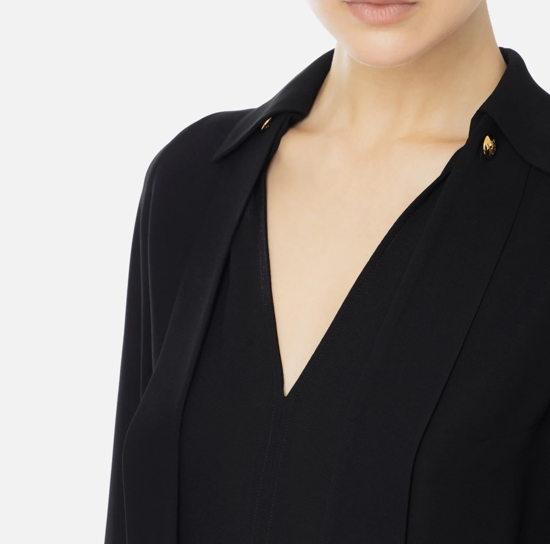 Elisabetta Franchi Shirts And Blouses|Blouse in georgette fabric with foulard scarf Black