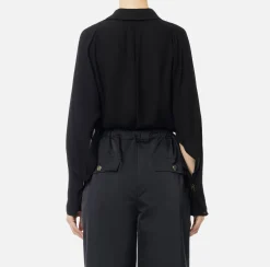 Elisabetta Franchi Shirts And Blouses|Blouse in georgette fabric with foulard scarf Black