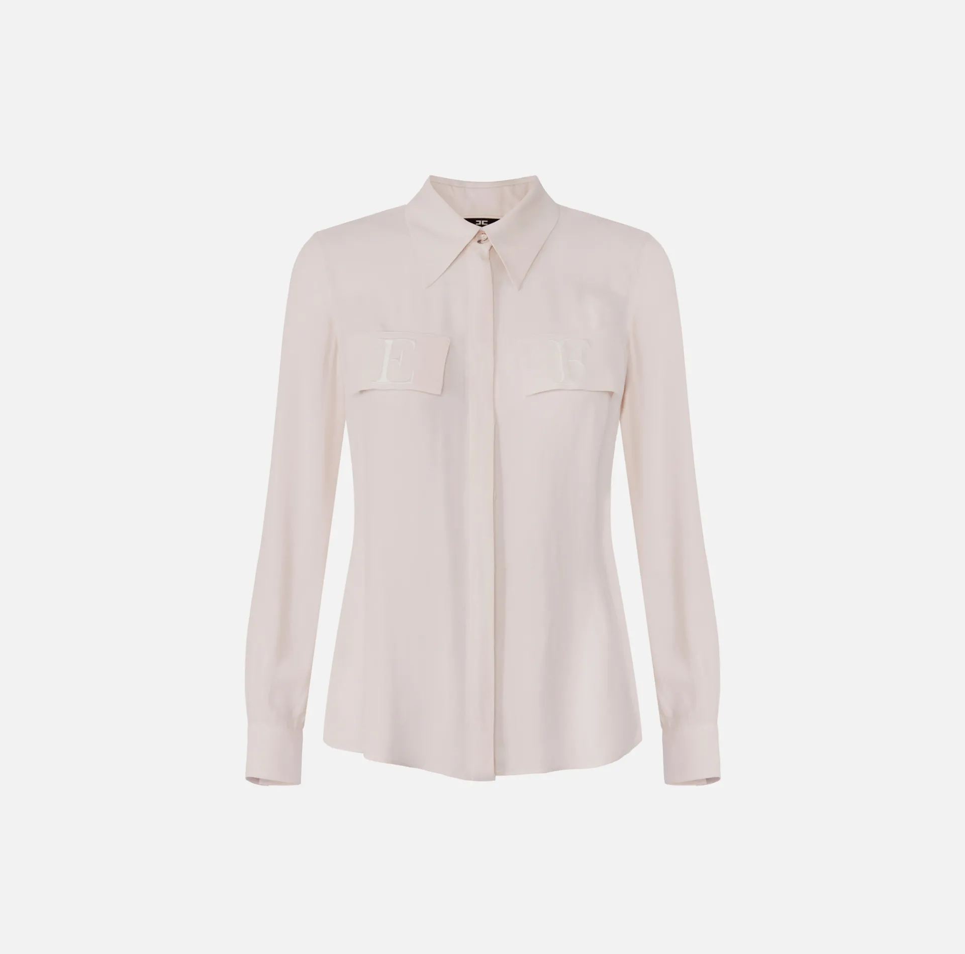 Elisabetta Franchi Shirts And Blouses|Blouse in georgette fabric with embroidered flaps Latex