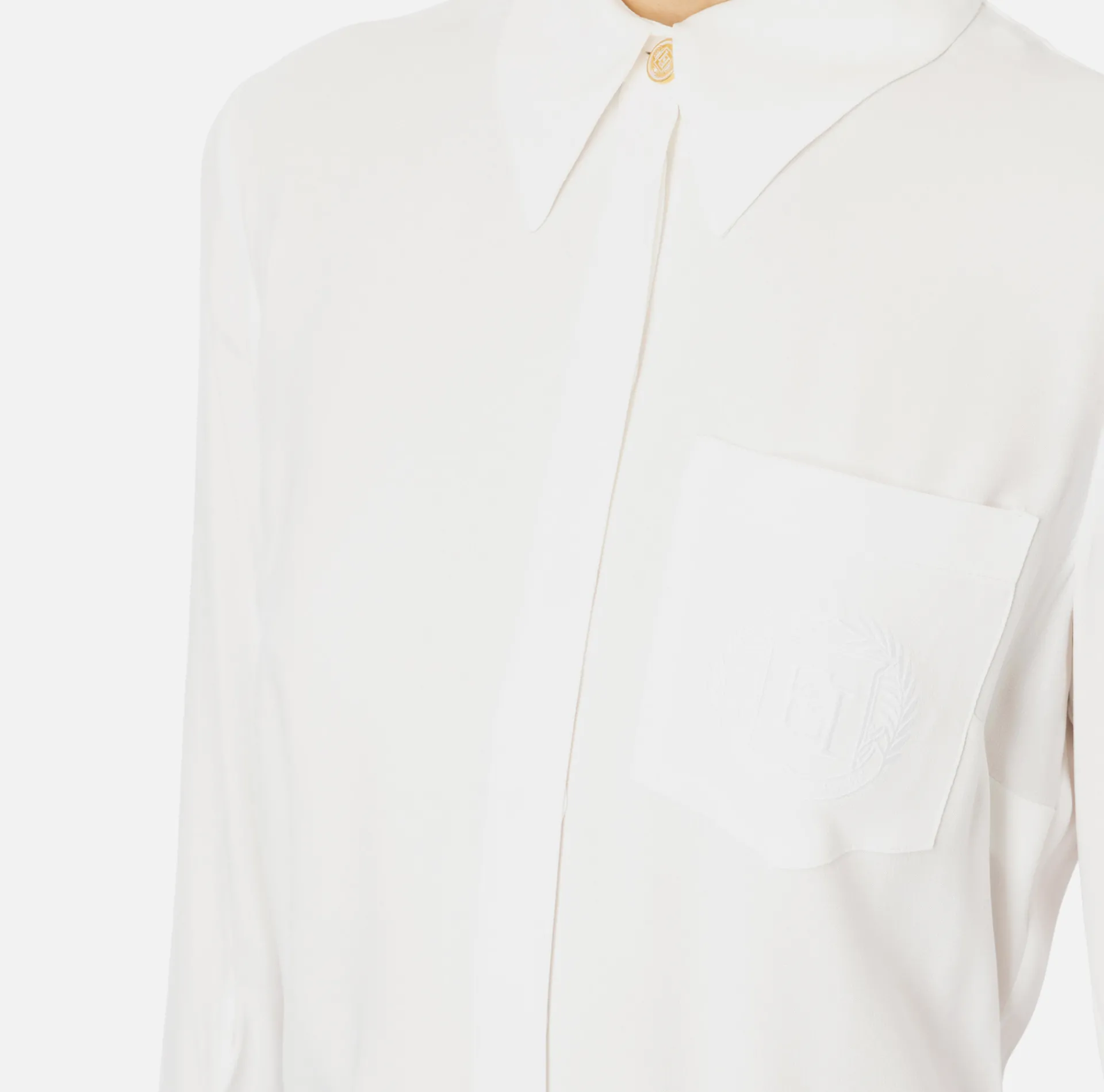 Elisabetta Franchi Shirts And Blouses|Blouse in georgette fabric with logo patch Ivory