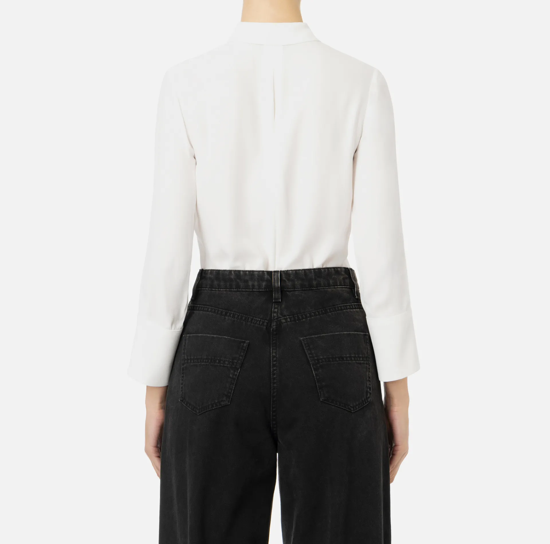 Elisabetta Franchi Shirts And Blouses|Blouse in georgette fabric with logo patch Ivory