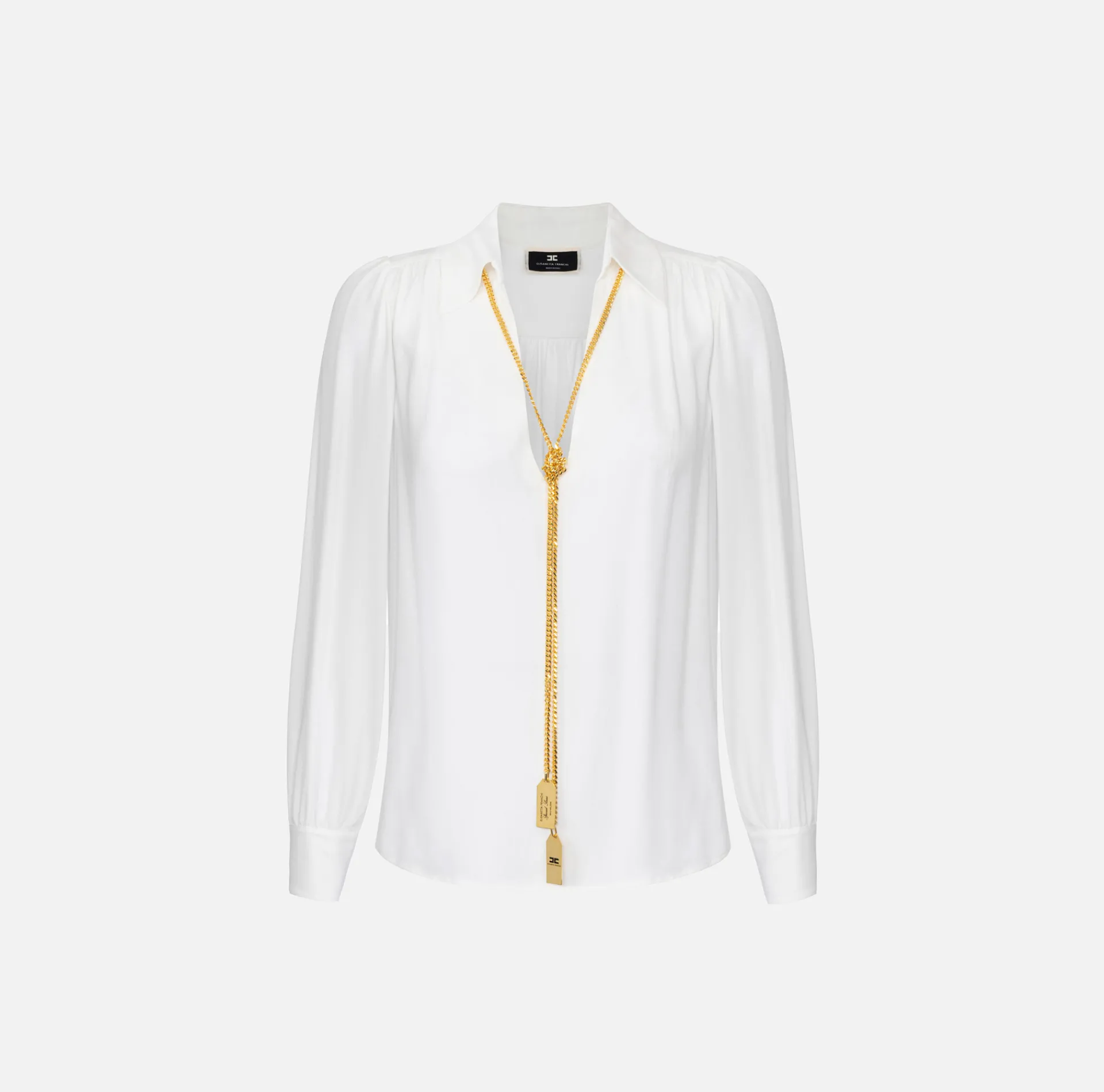 Elisabetta Franchi Shirts And Blouses|Blouse in georgette fabric with necklace and charms Ivory