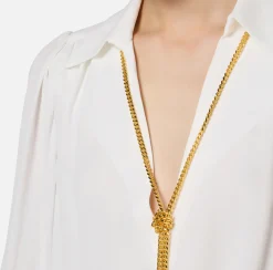 Elisabetta Franchi Shirts And Blouses|Blouse in georgette fabric with necklace and charms Ivory