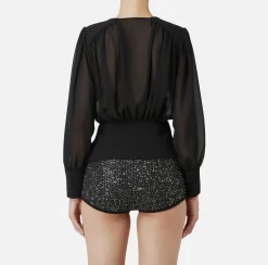 Elisabetta Franchi Shirts And Blouses|Blouse in georgette fabric with peplum Black