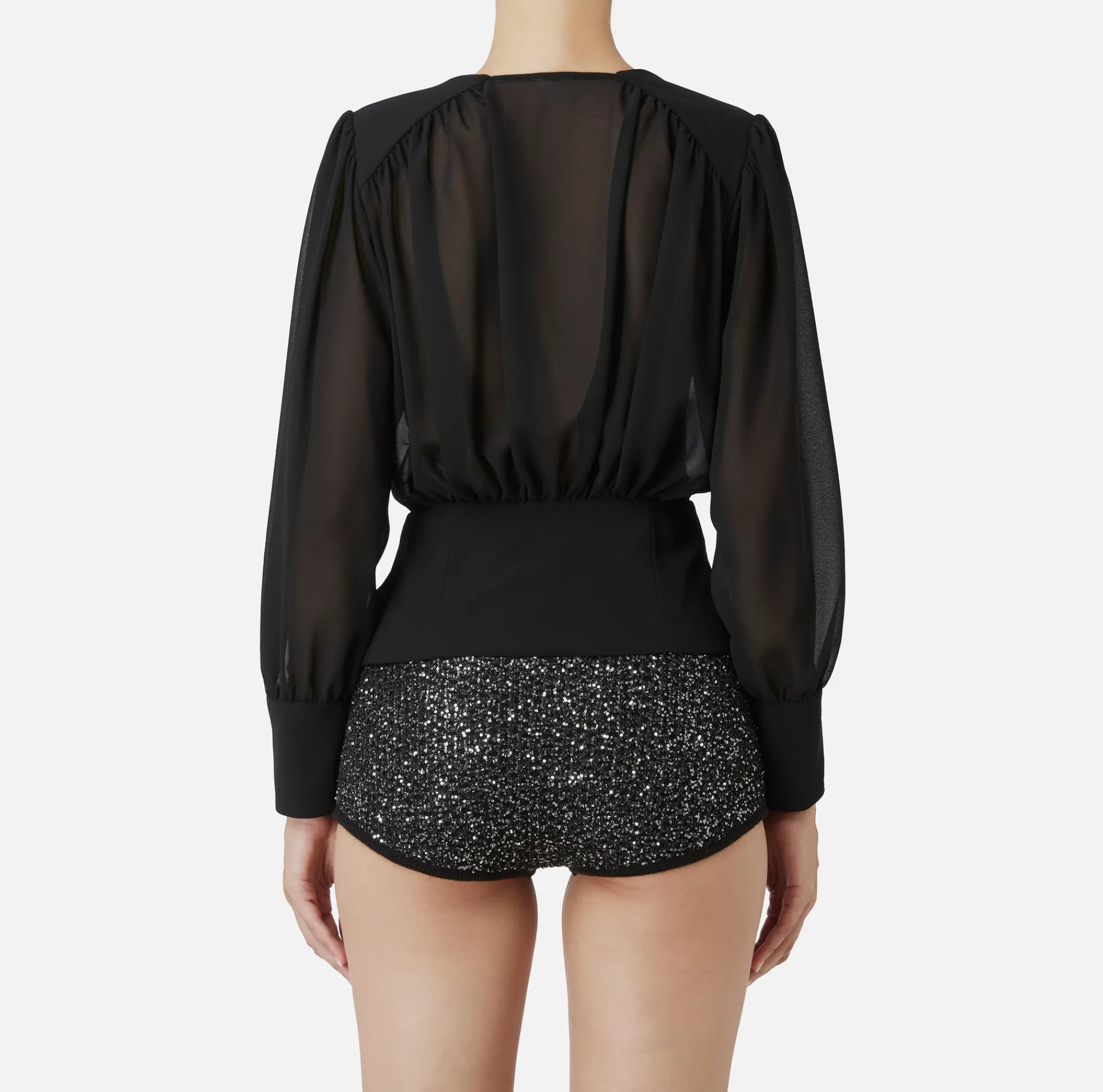 Elisabetta Franchi Shirts And Blouses|Blouse in georgette fabric with peplum Black