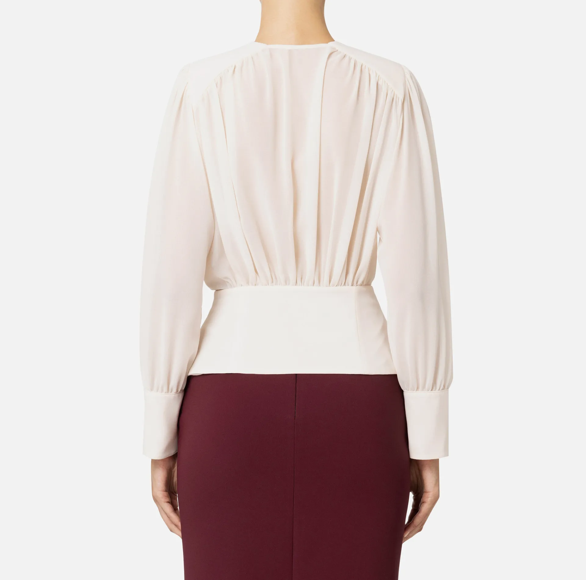 Elisabetta Franchi Shirts And Blouses|Blouse in georgette fabric with peplum Butter