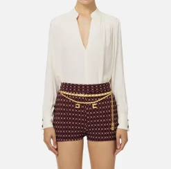 Elisabetta Franchi Shirts And Blouses|Blouse in georgette fabric with striped pattern Butter