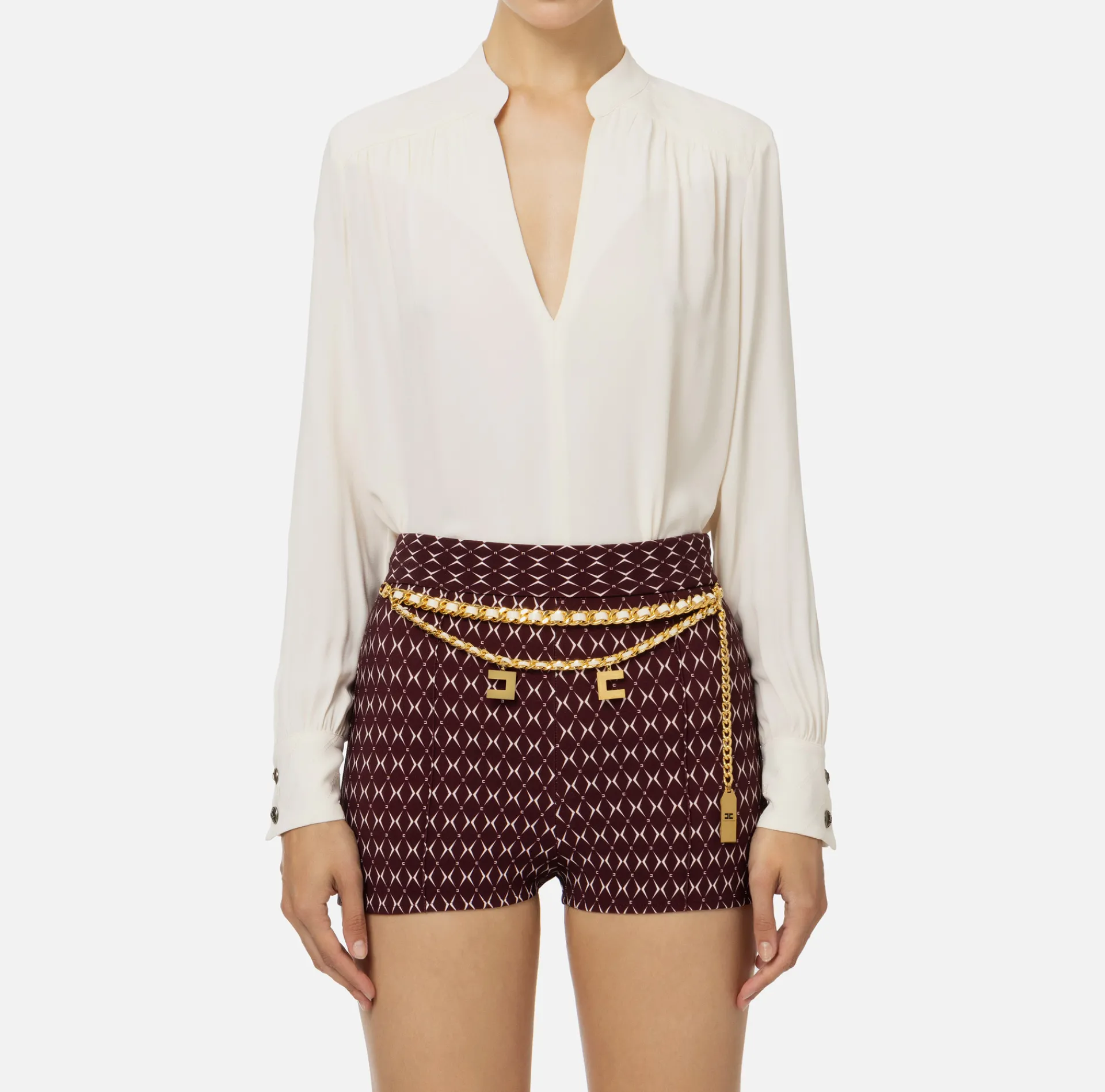 Elisabetta Franchi Shirts And Blouses|Blouse in georgette fabric with striped pattern Butter