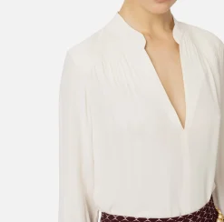 Elisabetta Franchi Shirts And Blouses|Blouse in georgette fabric with striped pattern Butter