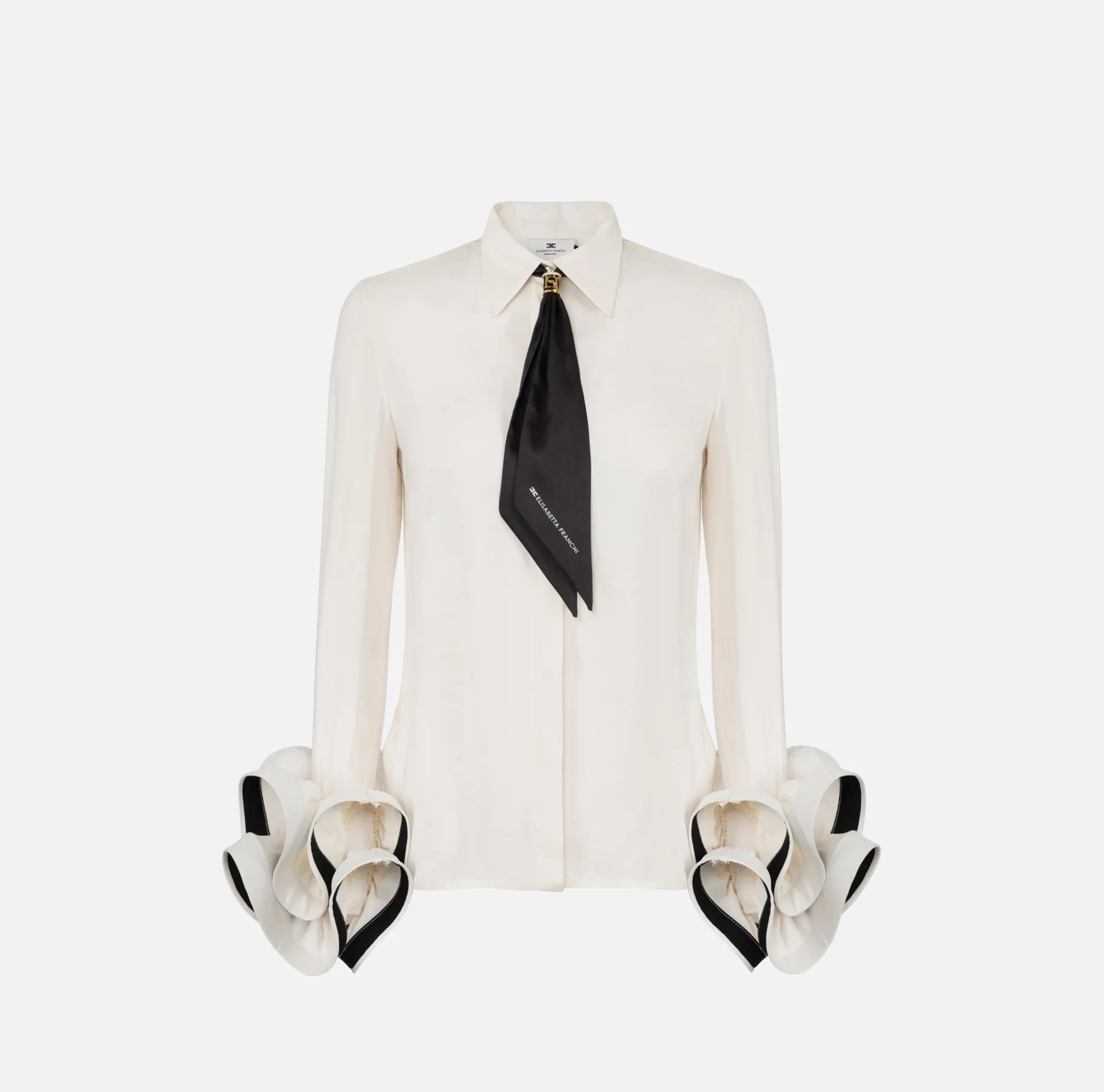 Elisabetta Franchi Shirts And Blouses|Blouse in georgette fabric with ruffles and foulard scarf