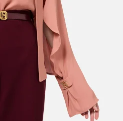 Elisabetta Franchi Shirts And Blouses|Blouse in georgette fabric with foulard scarf Blush