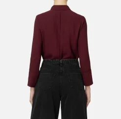 Elisabetta Franchi Shirts And Blouses|Blouse in georgette fabric with logo patch RougeNoir