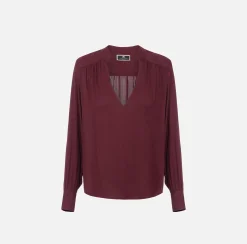 Elisabetta Franchi Shirts And Blouses|Blouse in georgette fabric with striped pattern RougeNoir