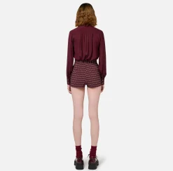 Elisabetta Franchi Shirts And Blouses|Blouse in georgette fabric with striped pattern RougeNoir