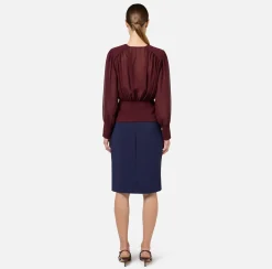 Elisabetta Franchi Shirts And Blouses|Blouse in georgette fabric with peplum RougeNoir