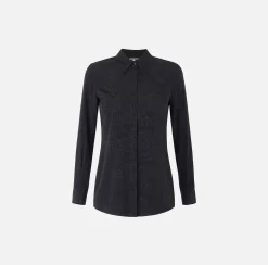 Elisabetta Franchi Shirts And Blouses|Blouse in jacquard georgette fabric with lettering Black