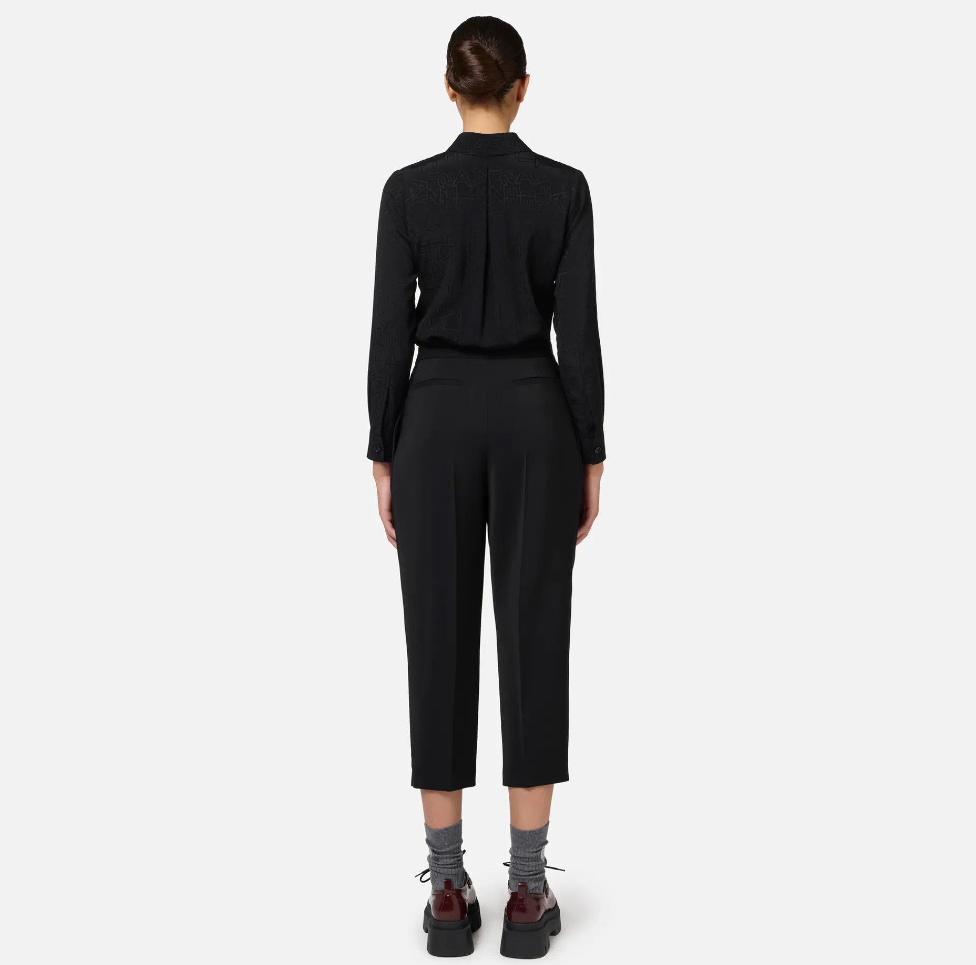 Elisabetta Franchi Shirts And Blouses|Blouse in jacquard georgette fabric with lettering Black