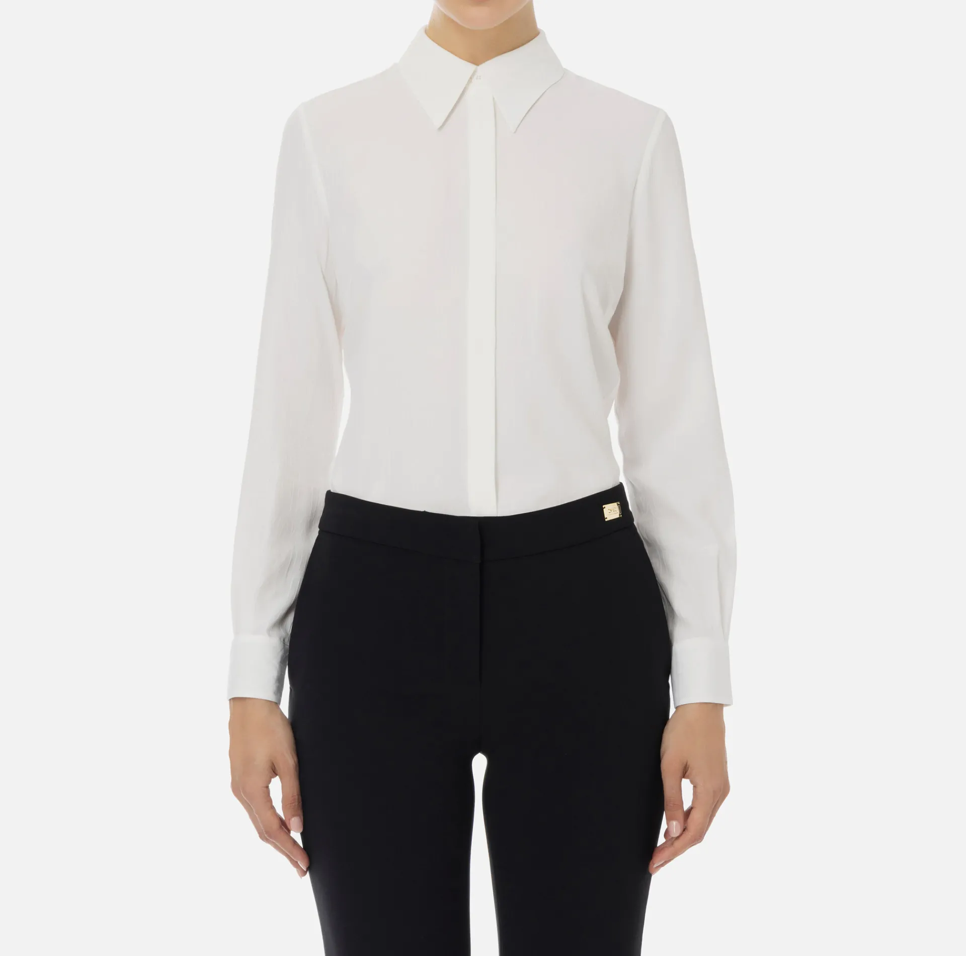 Elisabetta Franchi Shirts And Blouses|Blouse in jacquard georgette fabric with lettering Ivory
