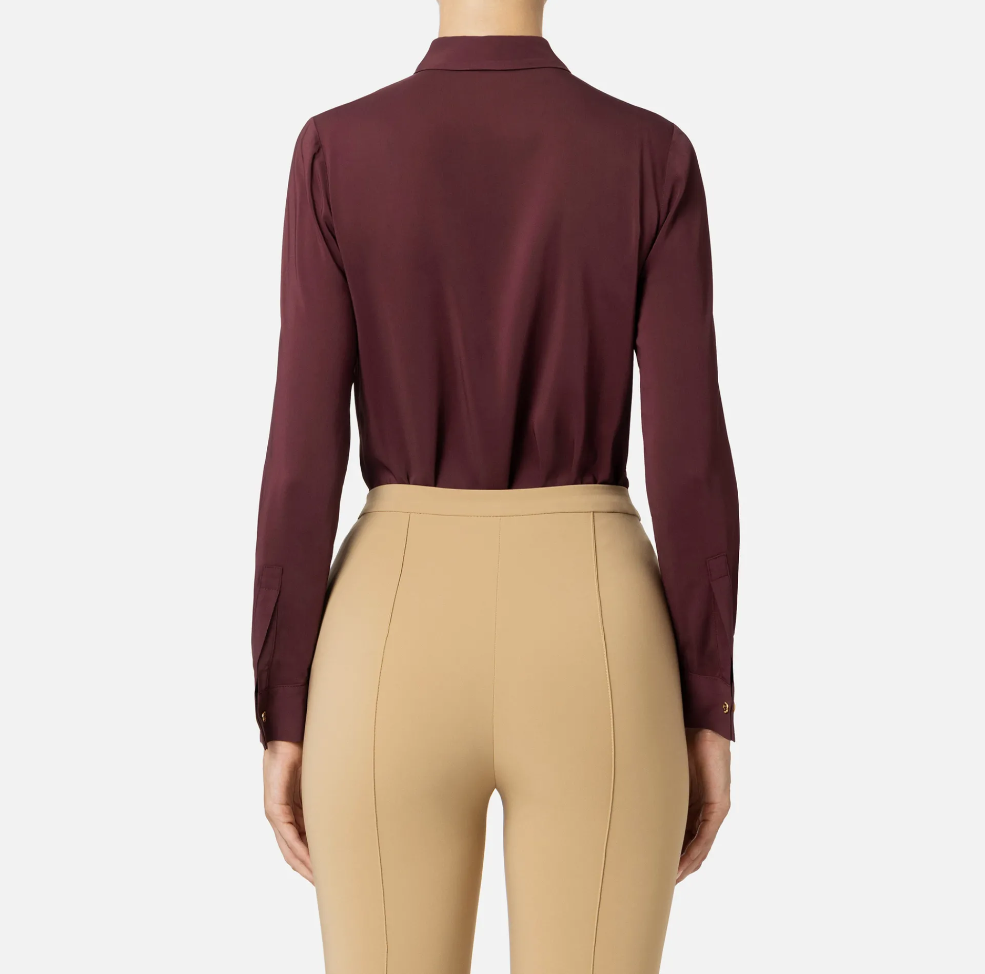 Elisabetta Franchi Shirts And Blouses|Blouse in stretch georgette fabric with bow RougeNoir