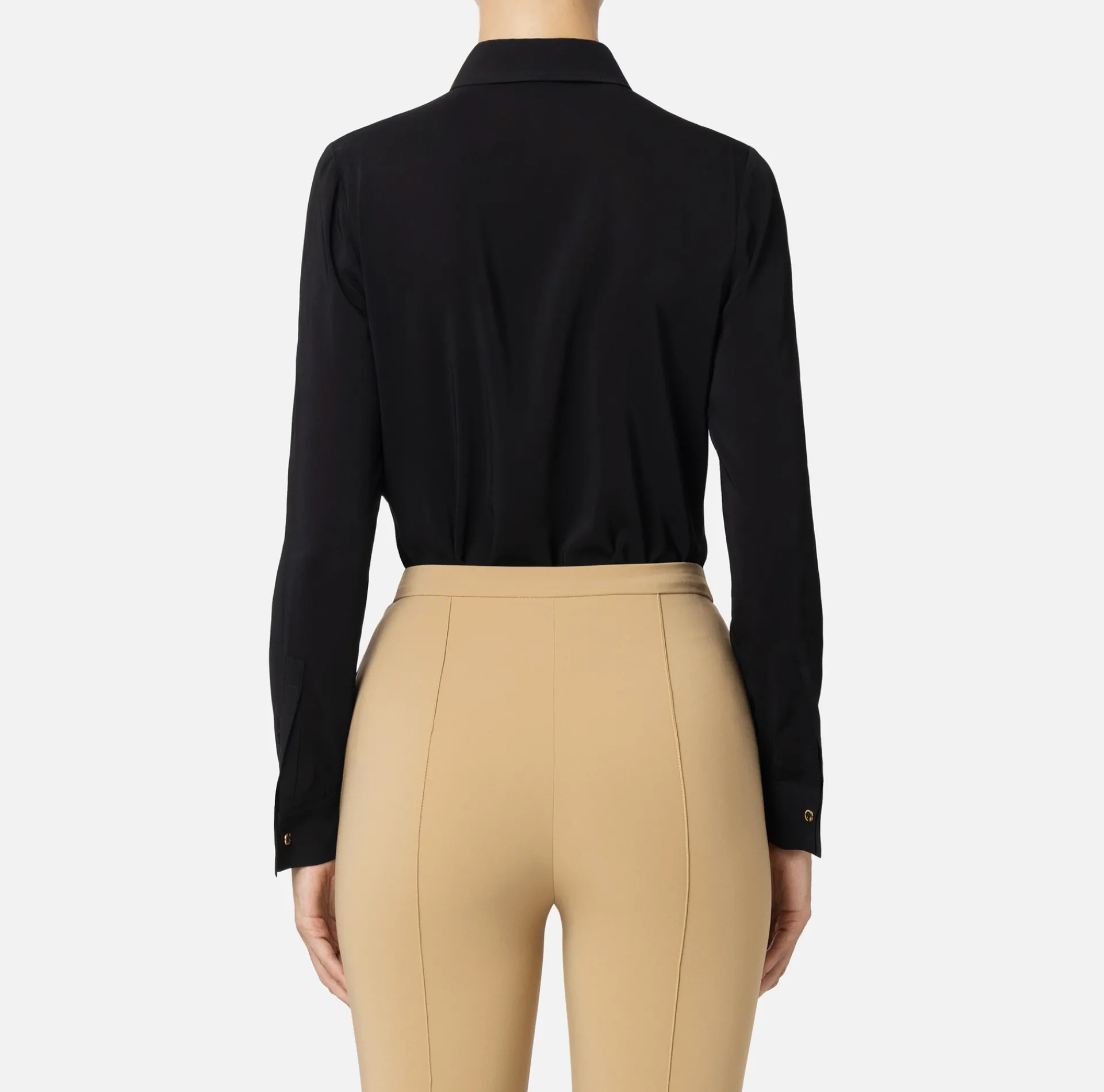 Elisabetta Franchi Shirts And Blouses|Blouse in stretch georgette fabric with bow Black