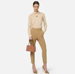 Elisabetta Franchi Shirts And Blouses|Blouse in stretch georgette fabric with bow Cream