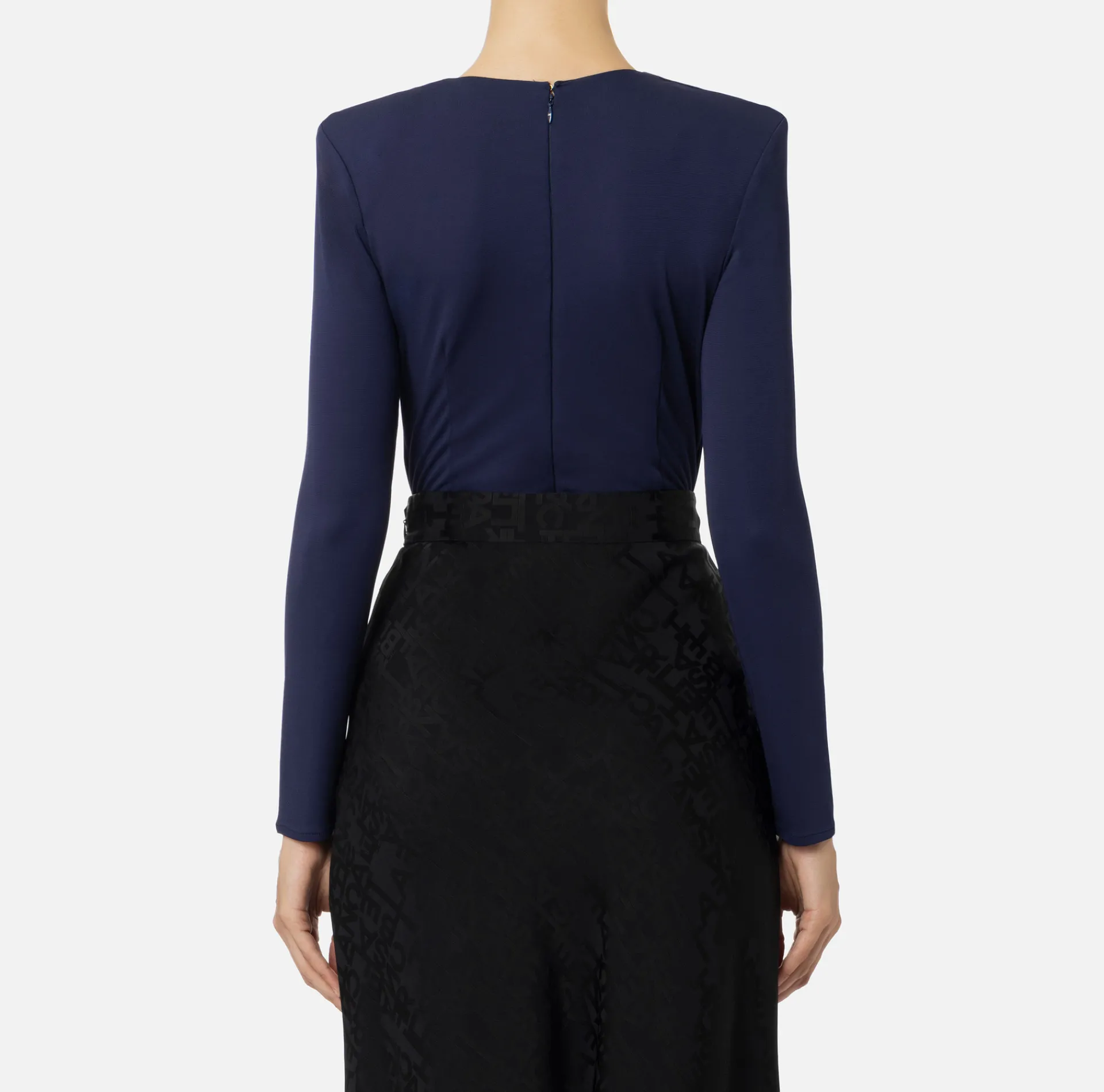 Elisabetta Franchi Top And T-Shirts|Bodysuit in jersey fabric with jewel ring Navy