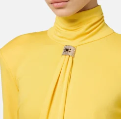 Elisabetta Franchi Top And T-Shirts|Bodysuit in jersey fabric with draping and logo plaque Mimosa