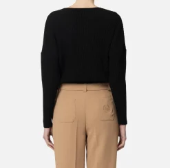 Elisabetta Franchi Top And T-Shirts|Bodysuit in narrow-ribbed lurex and viscose fabric Black